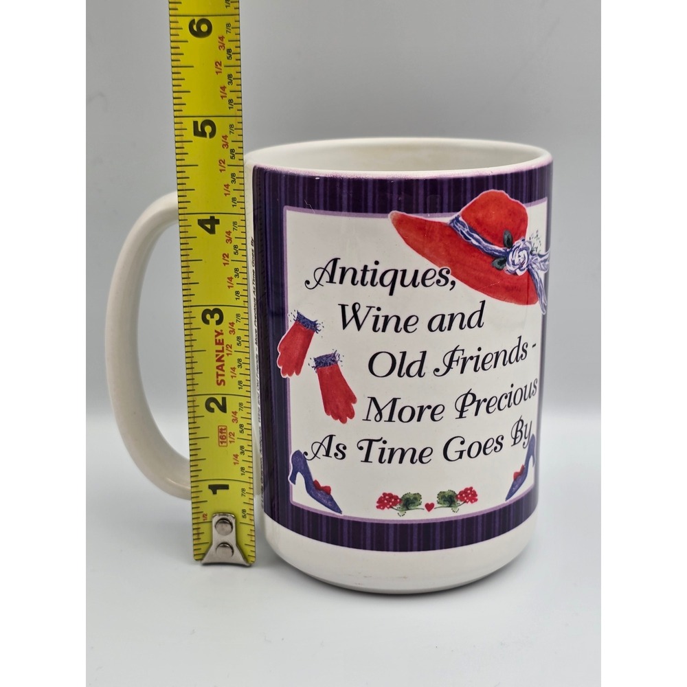 Red Hat Ladies Mug Antiques Wine Old Friends Precious Ceramic Coffee Cup - Picture 3 of 6